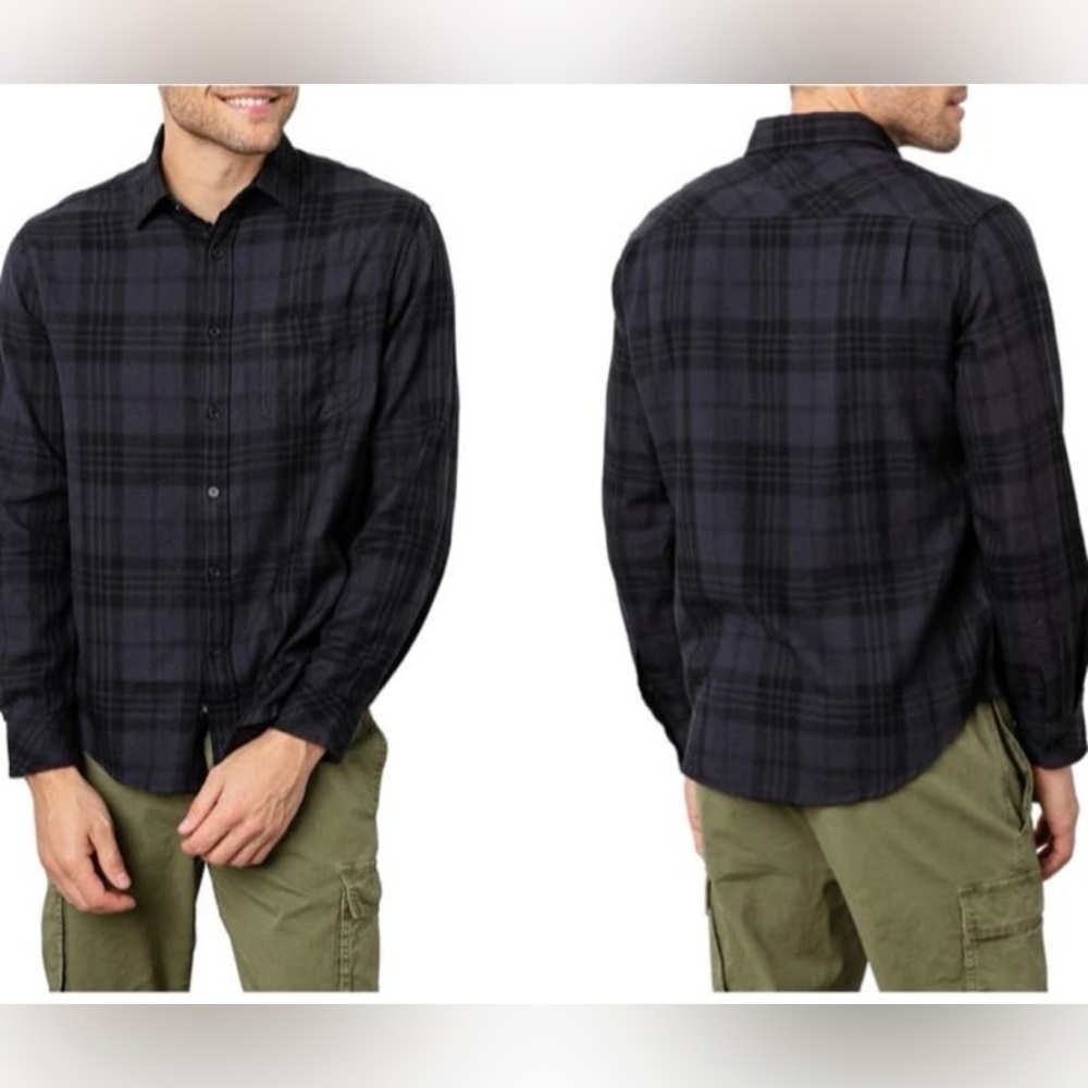 Rails Lennox Plaid Flannel Shirt Small Charcoal Black Classic Grunge Minimal
